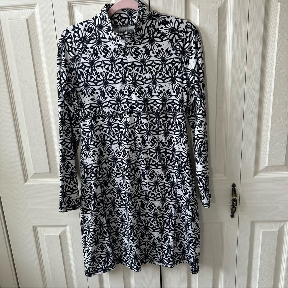 Soybu Athletic Long Sleeve Mock Neck 1/4 Zip Knee Length Dress Womens Size Small